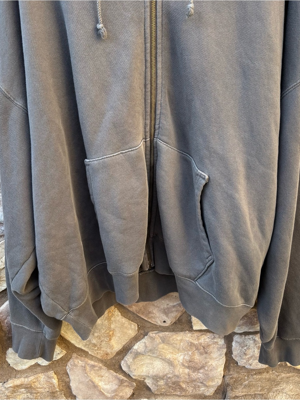 Elwood Core Oversize Terry Full Zip Hoodie Mens Size XXL Organic Cotton Gray - Picture 3 of 7